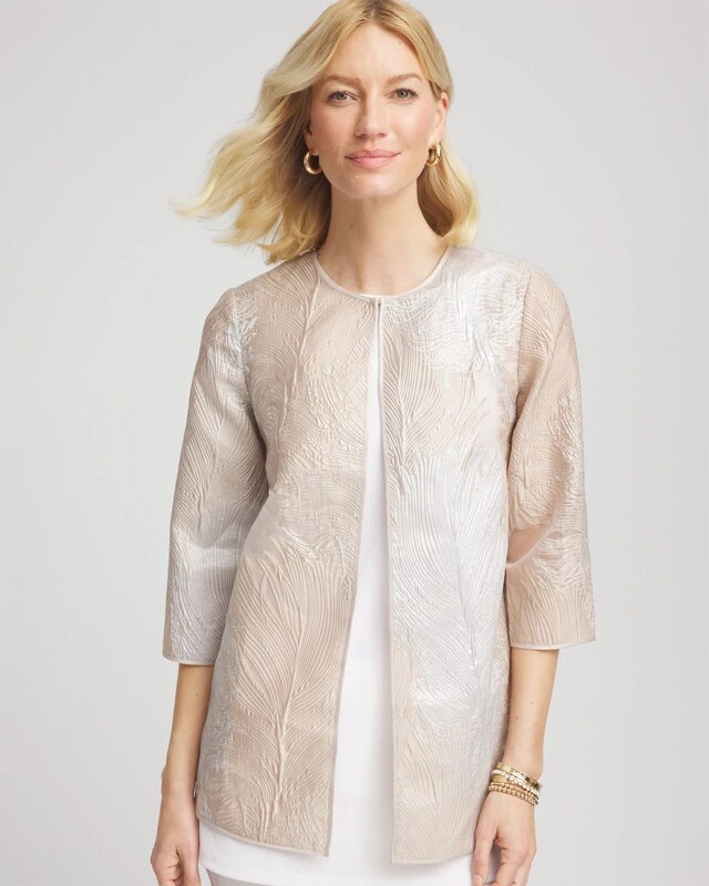 Travelers Collection Metallic 3/4 Sleeve Jacket